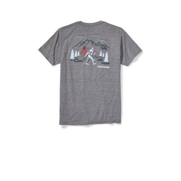 Eddie Bauer Short Sleeve Graphic T-Shirt Bigfoot Sasquatch Men's Medium Gray NEW - Picture 1 of 4